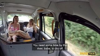 British Milfs Enjoy A Wild Outdoor Threesome In A Fake Taxi Scenario