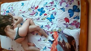 Young Lovers Embracing Intimately From Above