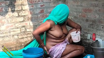 Traditional Indian Village Bathing Scene In Hindi Featuring Desi Radhika