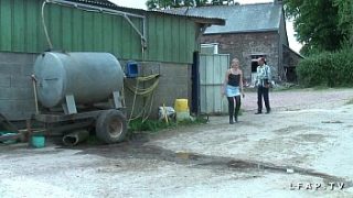 Elderly French Woman Enjoys A Wild Farm Encounter With Grandpa And His Friends