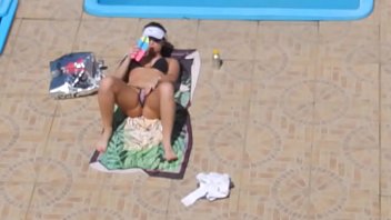 Woman Caught Pleasuring Herself In The Swimming Pool