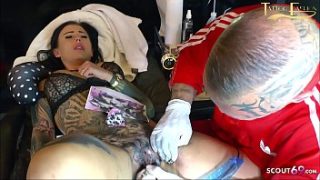 German Teen Snow White Gets Her Pussy Tattooed While Sucking Cock