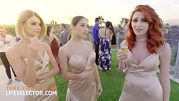 Three Bridesmaids Soaked And Ready, Sharing A Single Hard Cock