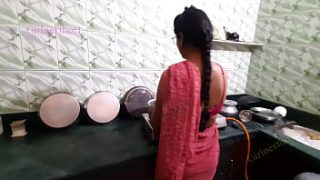 Devar Takes His Bhabi In The Kitchen, Her Red Saree Slipping Off As He Claims Her