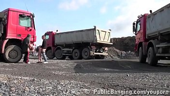 Caught In The Act On A Construction Site, Three Workers Share A Steamy Secret Under The Open Sky.