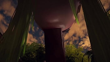 Wood elf giving a blowjob in the garden, POV