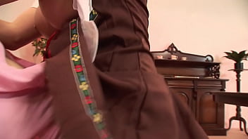Bent over and ready, the maid takes every inch of that hard, thick cock from behind.