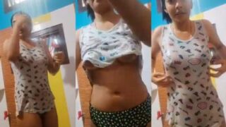 Desi beauty undresses for a steamy solo shower in a private MMS