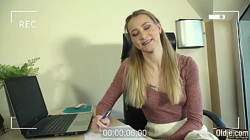 Youthful blonde pleases mature gentleman with intimate delights