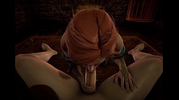 Triss the redhead witcher licks you with skilled, eager hunger