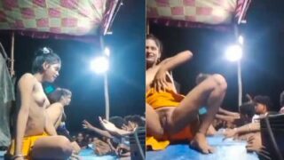 Village men get wild for the stage dancers’ daring nude performance
