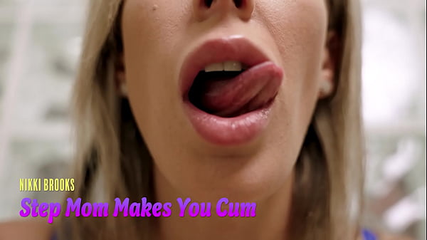 Whispering stepmom Nikki Brooks teases you to release with only her lips