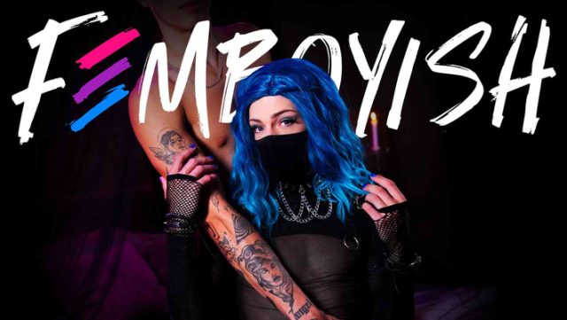 Masked Goth Femboy Rides a Massive Cock