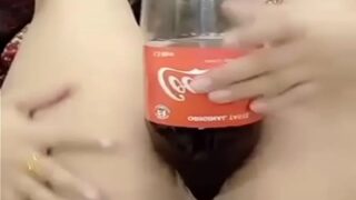 Desi beauty intimately explores with a cola bottle