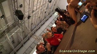 Voluptuous vixen delivers a daring public display of deep penetration