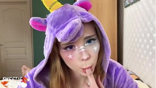 Unicorn Cosplay: POV Deep Throat and Rough Anal
