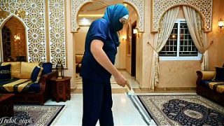 Muslim Hijab Indonesian Maid Told to Suck Her Boss’s Dick and Swallow His Cum