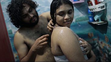 Indian step-sister’s steamy bath seduction, skin slick and bodies tangled in forbidden heat.