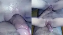 Memek mulus yang licin digesekin ke kontol keras