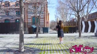 Shameless whore bares her tits on the sidewalk, begging for a thick cock to fill her. Marta Villalobos, the corner cocksucker on FAKings