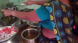 Indian housewife heats up the kitchen with her boyfriend, serving a spicy, steamy affair