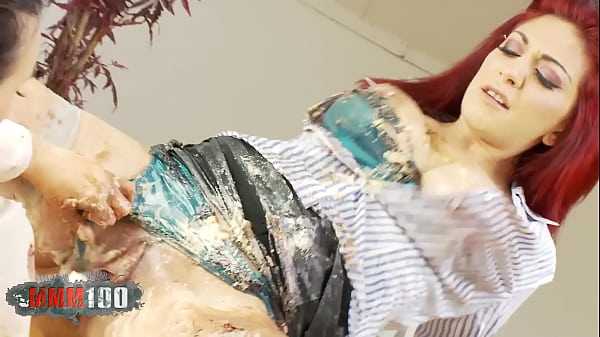 Two busty sluts get messy in a steamy food porn lesbian hookup