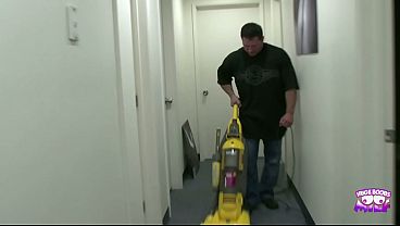 The hot little maid got busted by the janitor while touching herself, then she teased him into a filthy fuck session.