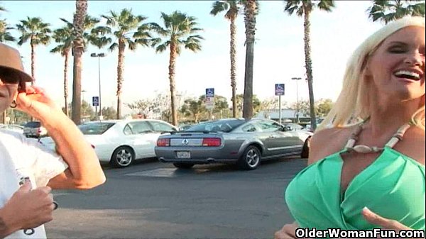 Blonde milf gets absolutely coated in a thick load
